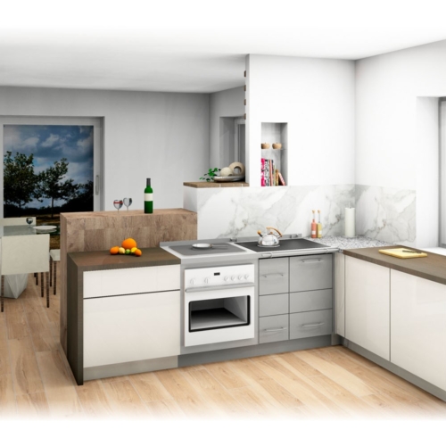 Fertigherd mit E-Herdverlängerung Modern