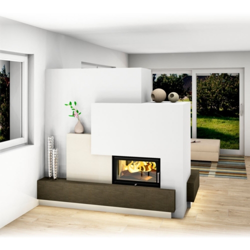 Moderner Grundofen als Tunnelofen und als Raumteiler