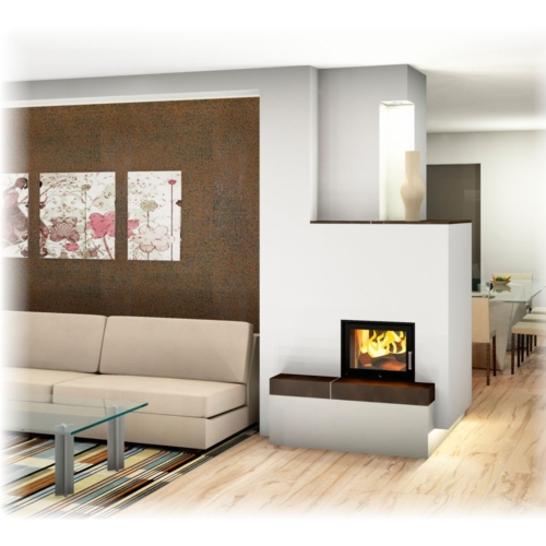 Kachelofen als Tunnelofen, Wandgestaltung, indirektes Licht