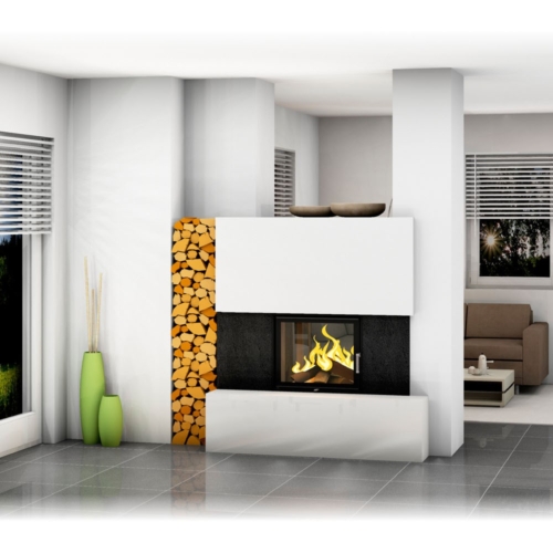 Moderner Tunnelofen mit Holzlager