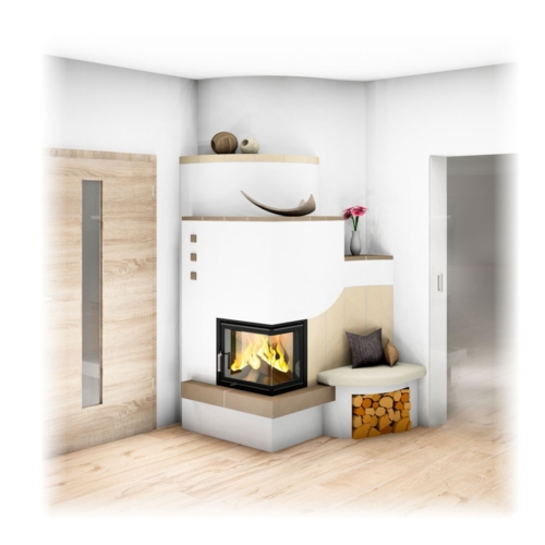 Kachelofen Landhaus mit Ofenbank