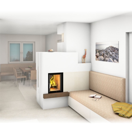 Moderner Kachelofen als Tunnelofen inkl. Liege und Nische