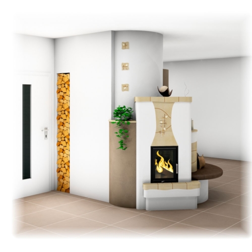 Kachelofen Landhaus Raumteiler