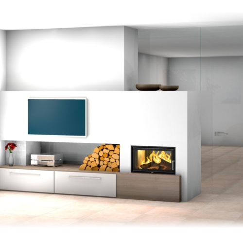 Grundofen als Tunnelofen inkl. TV-Wand und Laden-Elemente