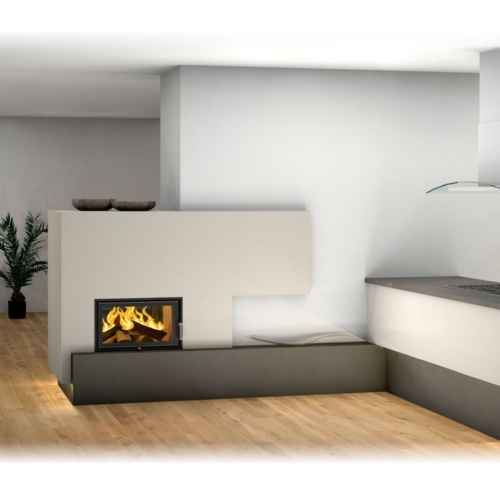 Grundofen als Tunnelofen, schlichtes modernes Design mit indirekter Beleuchtung