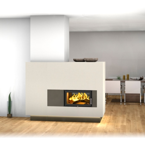 Grundofen als Tunnelofen, schlichtes modernes Design mit indirekter Beleuchtung