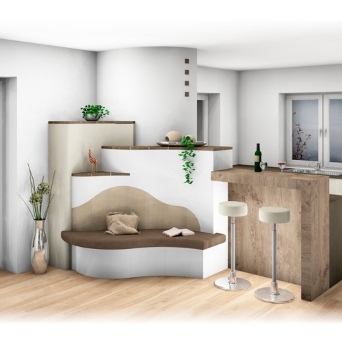 Kachelofen Landhaus Modern mit Bank