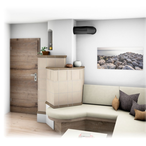 Kachelofen Landhaus mit Bank 1