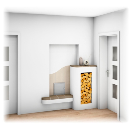 Kachelofen Landhaus mit Kachelofentür