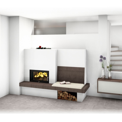 Kachelofen Modern Tunnelofen mit Sitzbank