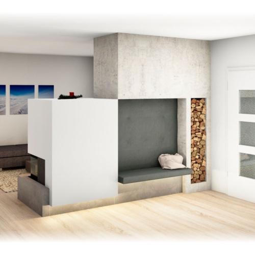 Kachelofen Modern mit Sitznische