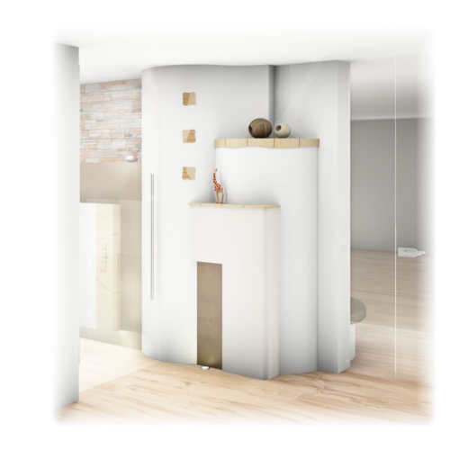 Kachelofen mit Handkeramik