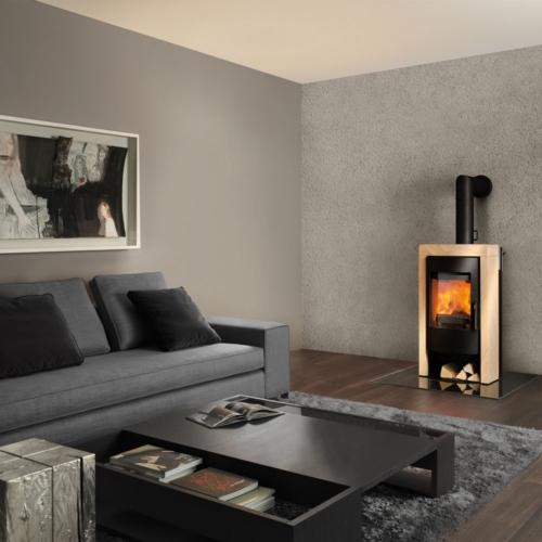 Kaminofen Rika FOXII_manuell_Sandstein_Ambiente