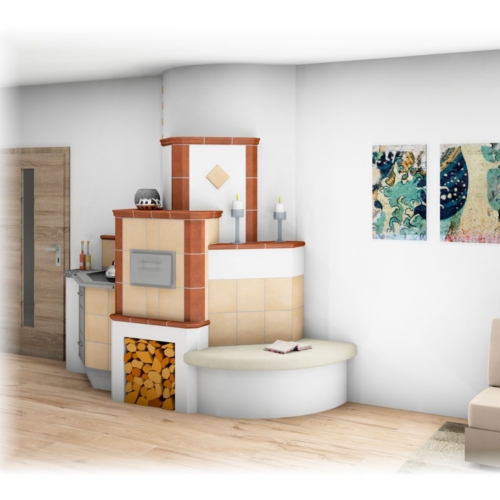 Tischherd Landhaus mit Ofenbank