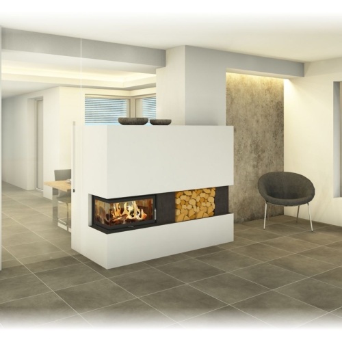 Kachelofen - mit Eckfenster und Holznische