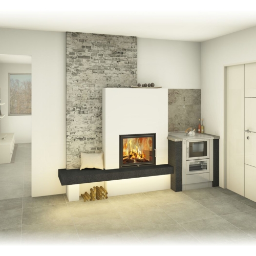 Kachelofen - mit Sichtfenster und Fertigherd