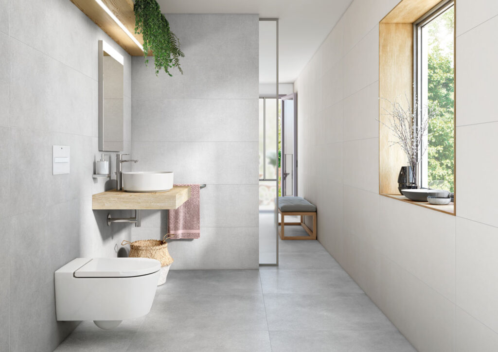 Minimalistisches Badezimmer im Beton-Look