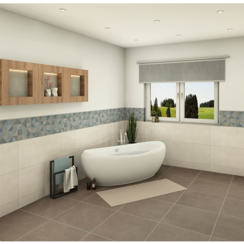 Freistehende Badewanne Dekor Dreiecke (1) Freistehende Badewanne Dekor Dreiecke (1)