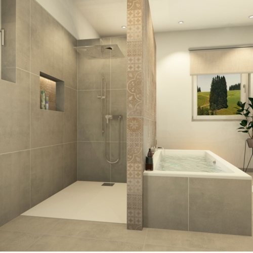Badfliesen in begehbarer Dusche Badfliesen in begehbarer Dusche