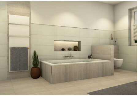Modern Villeroy & Boch Metalyn 60x120 Badfliesen - Grau Töne mit Nische Beleuchtet (2)