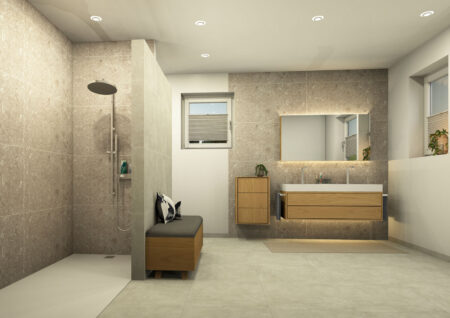 Badezimmer in Terrazzo Optik 