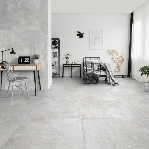 Graue Großformatfliesen