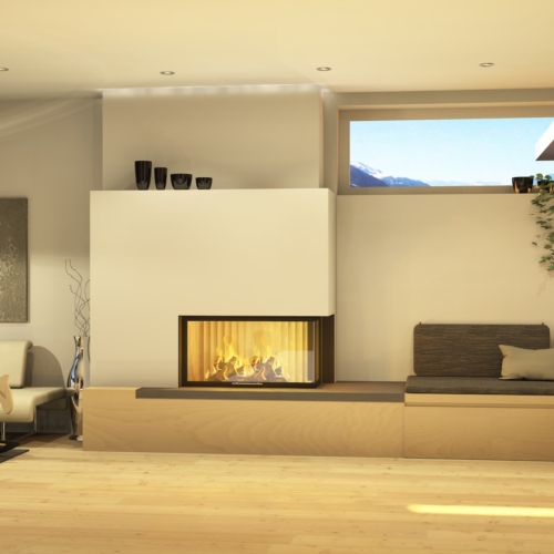 Heizkamin mit SItzbank