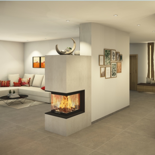 Moderner, reduzierter Heizkamin in Beton-Optik, Alberndorf