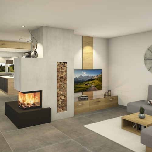 Kamin als Raumteiler in Niederösterreich