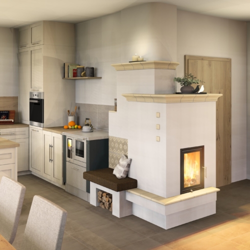 Kachelofen kombiniert mit Tischherd