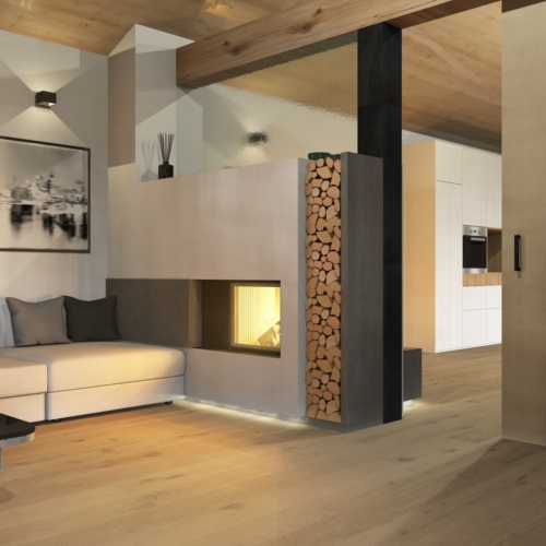 Stylisher Betonoptik-Kamin