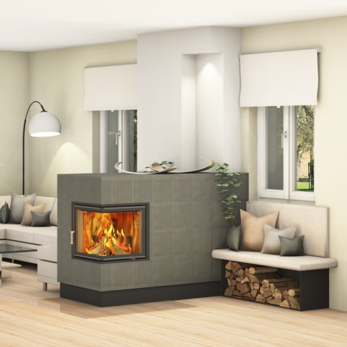 Grauer Kamin mit Eckfenster in Mauthausen